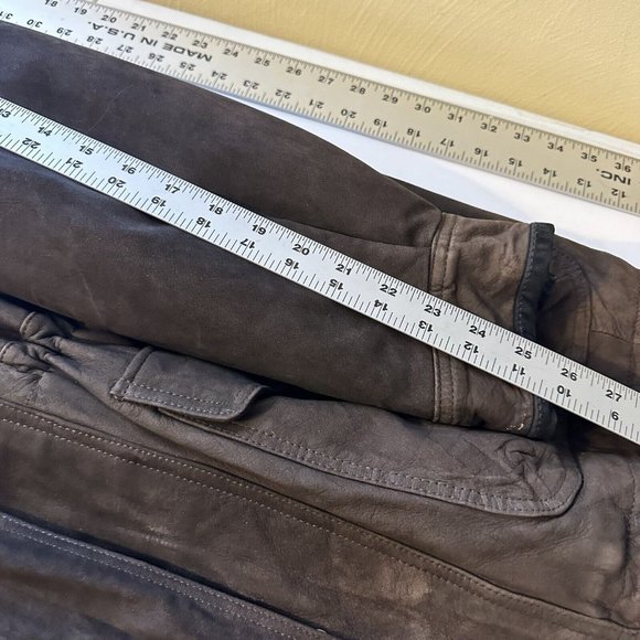 Vintage R&R Casuals Dark Brown Mens Oversized Leather Jacket XL Zip Up Pockets - Picture 14 of 15